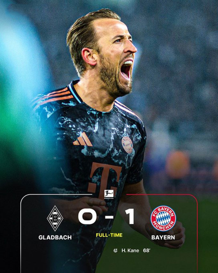 Kết quả Gladbach 0-1 Bayern: Kane mở hàng đầu năm