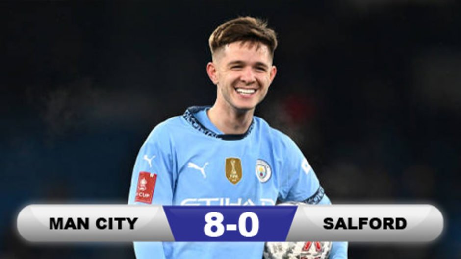 Kết quả Man City 8-0 Salford City: Ngày thăng hoa của McAtee