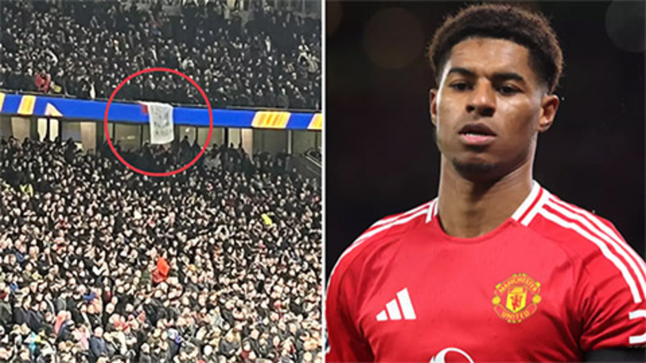 Fan MU giăng biểu ngữ phản đối Rashford