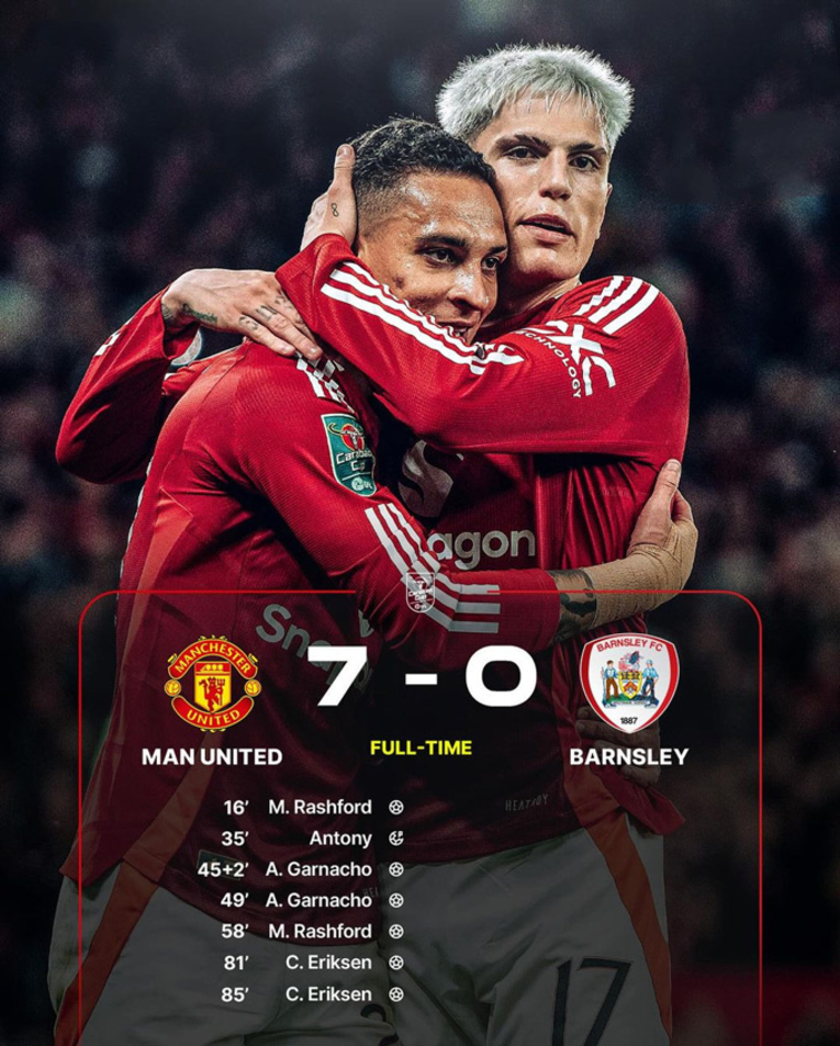 Kết quả MU 7-0 Barnsley: Hàng công bùng nổ tạo mưa bàn