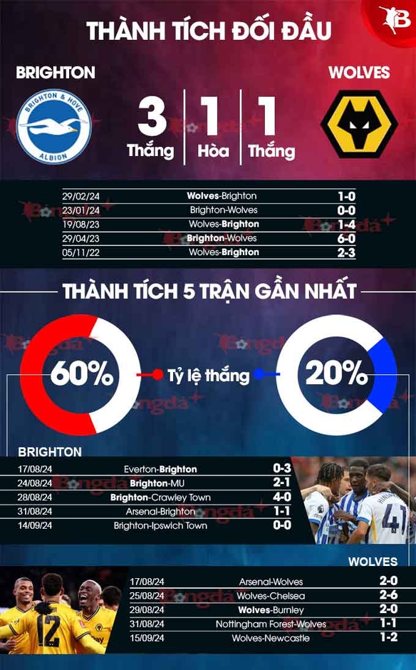 Nhận định bóng đá Brighton vs Wolves, 01h45 ngày 19/9: Khuất phục Bầy sói