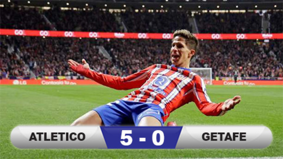 Kết quả Atletico 5-0 Getafe: Rojiblancos vào bán kết Cúp Nhà Vua