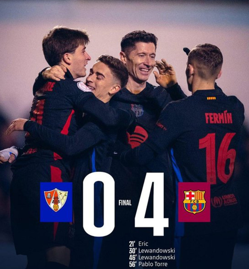 Kết quả Barbastro 0-4 Barca: Ngày thăng hoa của Lewandowski