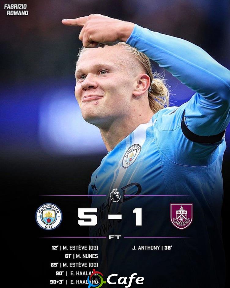 Kết quả Man City 5-1 Burnley: Cú đúp của Haaland và cú đúp phản lưới
