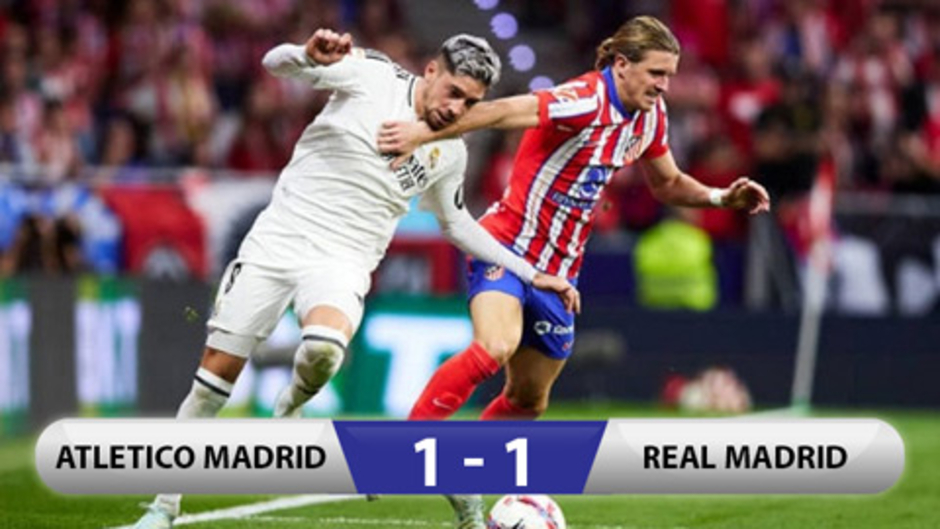 Kết quả Atletico 1-1 Real: Mất 3 điểm phút 90