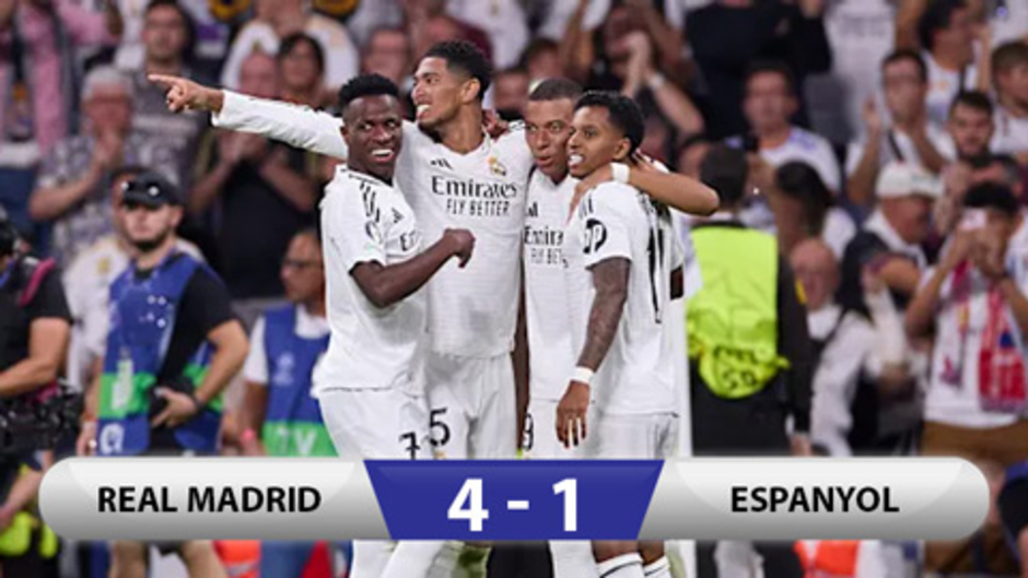 Kết quả Real Madrid 4-1 Espanyol: Bước ngoặt từ Vinicius