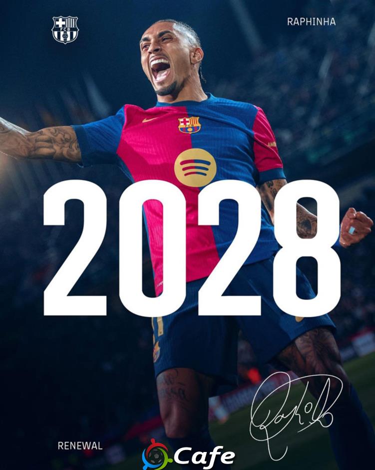 Raphinha gia hạn hợp đồng với Barca đến năm 2028