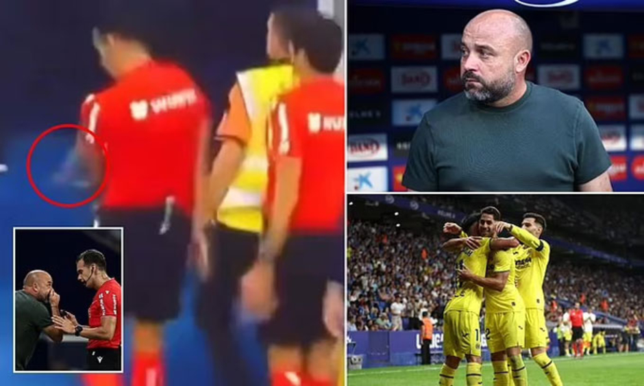 Trọng tài bị ném chai vào người ở trận Villarreal vs Espanyol