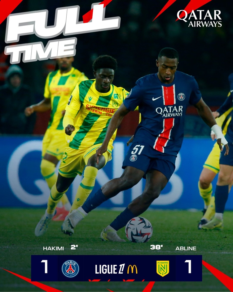 Kết quả PSG 1-1 Nantes: Chủ nhà không thể giành 3 điểm