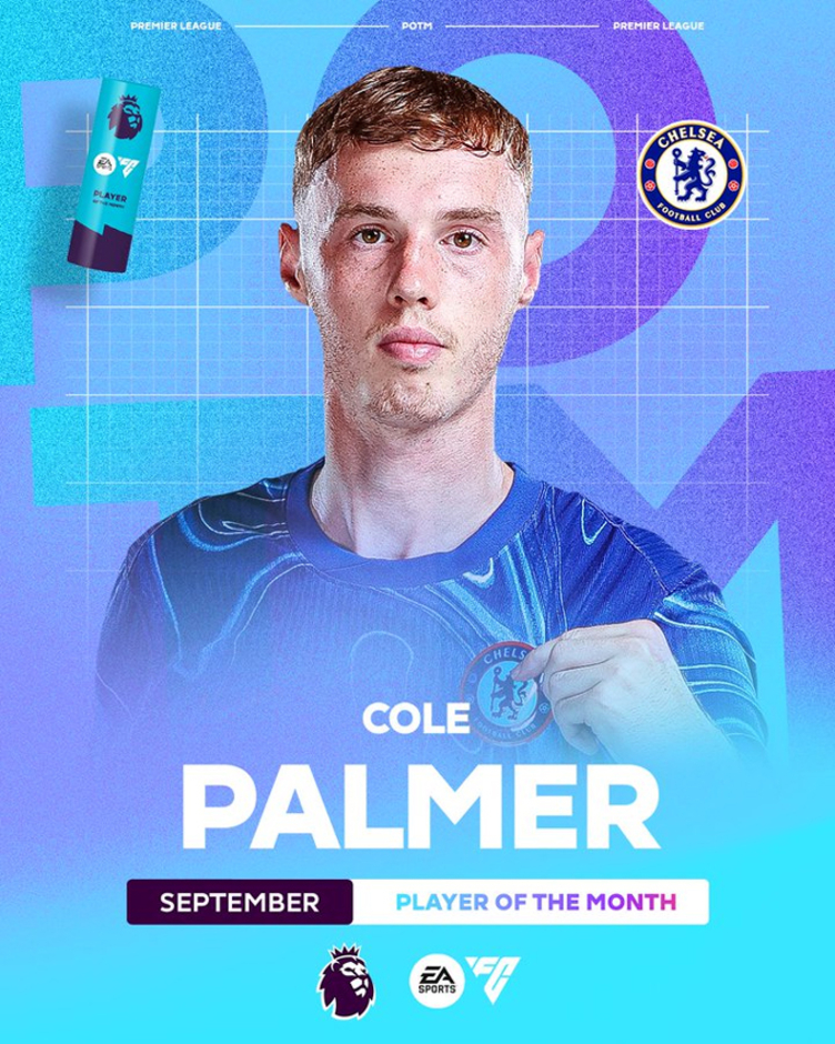 Cole Palmer xuất sắc nhất Premier League tháng 9