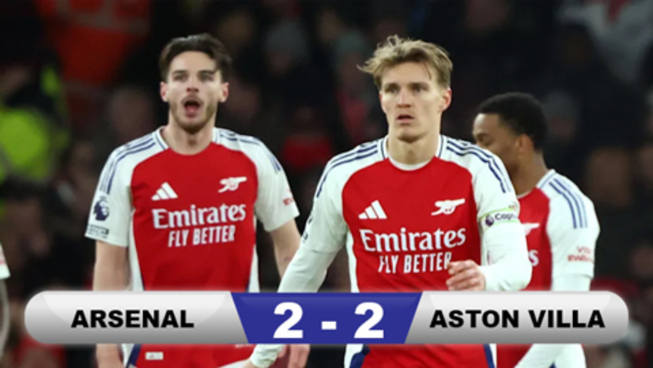 Kết quả Arsenal 2-2 Aston Villa: Pháo thủ mất điểm đau đớn