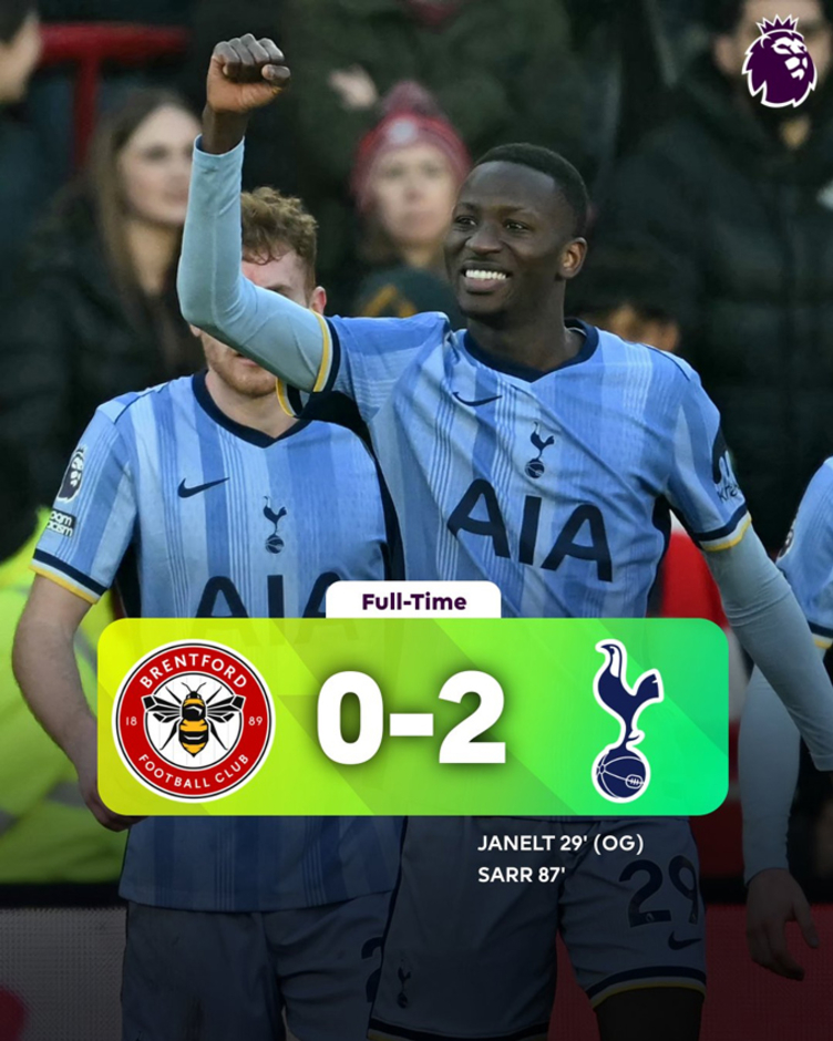 Kết quả Brentford 0-2 Tottenham: Spurs ngắt mạch thua