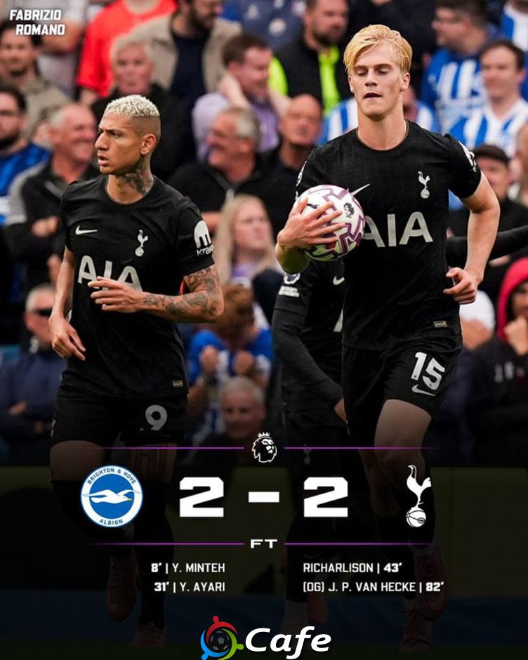 Kết quả Brighton 2-2 Tottenham: Bàn phản lưới đau đớn
