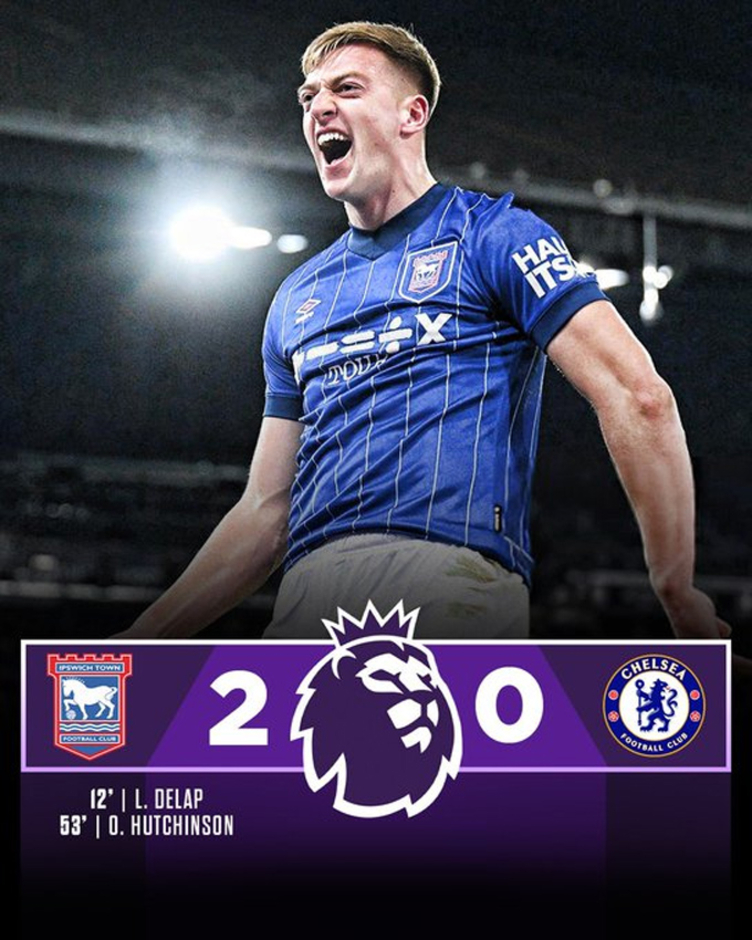 Kết quả Ipswich 2-0 Chelsea: The Blues rơi vào khủng hoảng