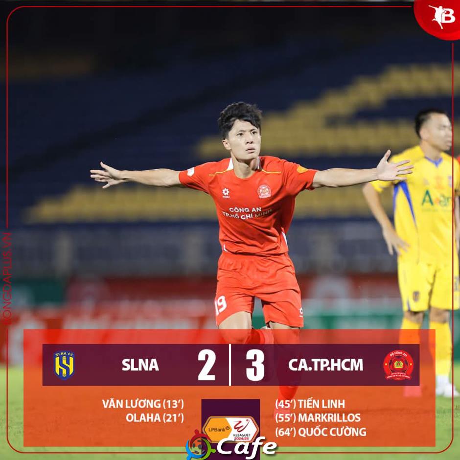 Kết quả Sông Lam Nghệ An 2-3 Công an TP.HCM: Ngược dòng ngoạn mục lên đầu bảng 