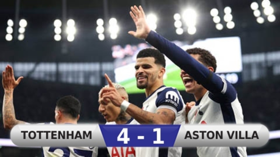 Kết quả Tottenham 4-1 Aston Villa: Thua ngược ở London