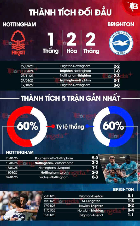 Nhận định bóng đá Nottingham vs Brighton, 19h30 ngày 1/2: Trở lại đường ray chiến thắng