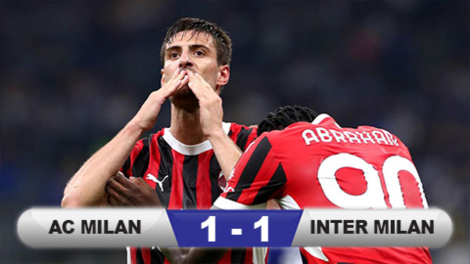 Kết quả AC Milan 1-1 Inter Milan: Mất chiến thắng phút bù giờ