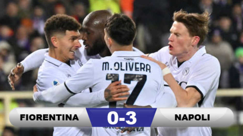 Kết quả Fiorentina 0-3 Napoli: Lukaku và McTominay hạ đẹp De Gea