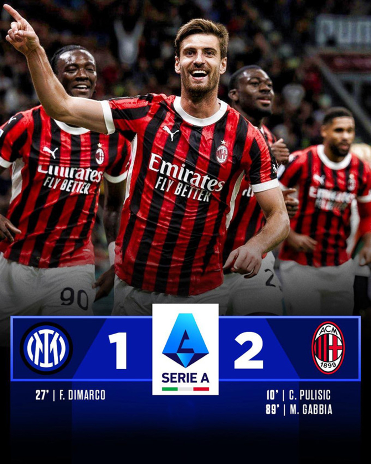 Kết quả Inter 1-2 Milan: Giành 3 điểm ở phút 89