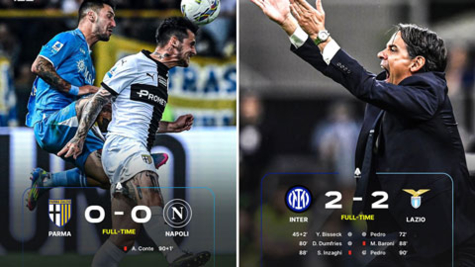 Vòng 37 Serie A: Napoli và Inter đua vô địch đến phút cuối